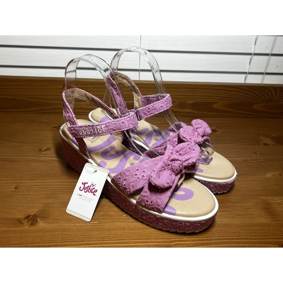 Justice Girls Sandals Lavender Eyelet Size 6 Adjustable NWT - Picture 1 of 9
